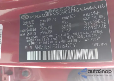 2026 Hyundai Tucson Sel from USA, damaged, VIN 5NMJB3DE3TH642061